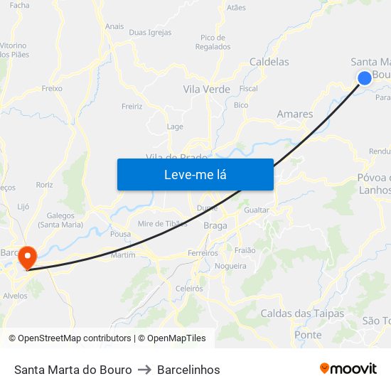 Santa Marta do Bouro to Barcelinhos map