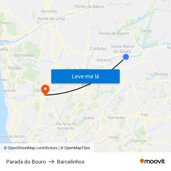 Parada do Bouro to Barcelinhos map