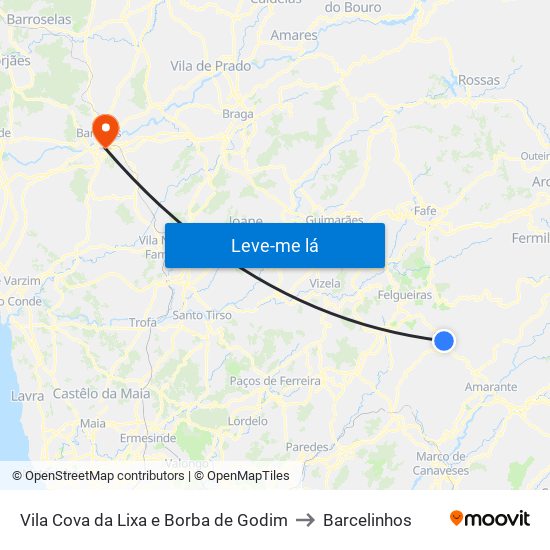 Vila Cova da Lixa e Borba de Godim to Barcelinhos map