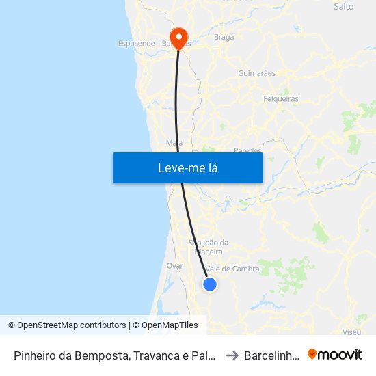 Pinheiro da Bemposta, Travanca e Palmaz to Barcelinhos map
