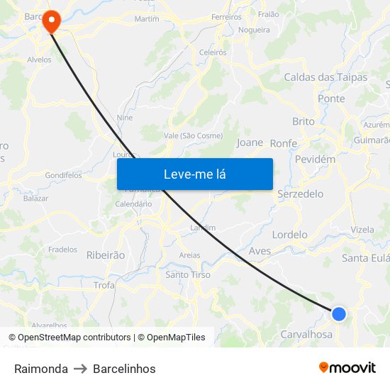 Raimonda to Barcelinhos map