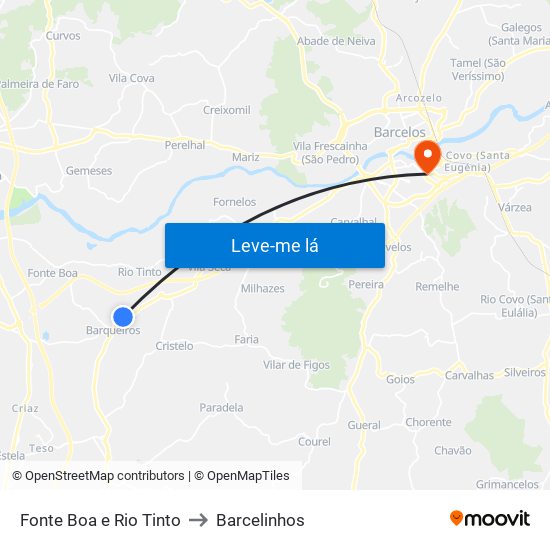 Fonte Boa e Rio Tinto to Barcelinhos map