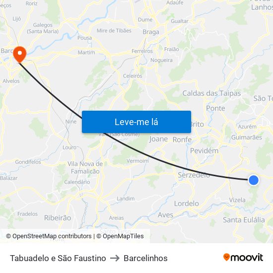 Tabuadelo e São Faustino to Barcelinhos map