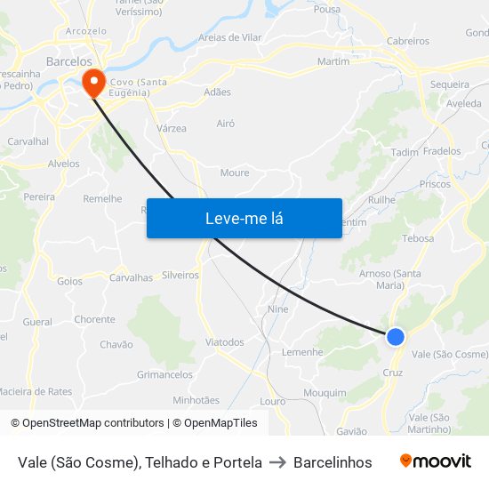 Vale (São Cosme), Telhado e Portela to Barcelinhos map