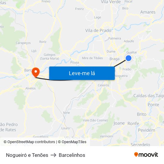 Nogueiró e Tenões to Barcelinhos map