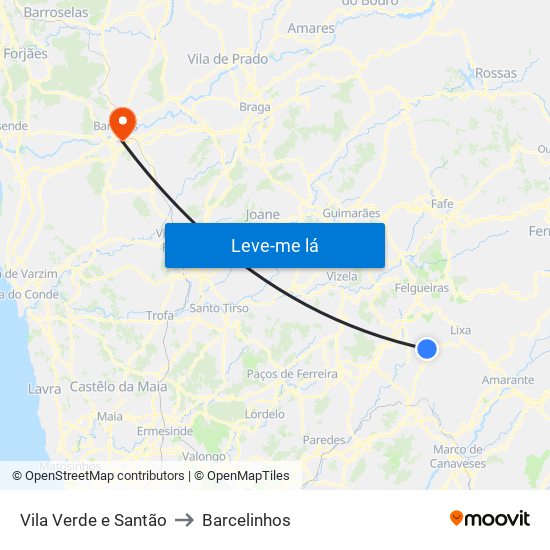 Vila Verde e Santão to Barcelinhos map