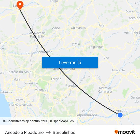 Ancede e Ribadouro to Barcelinhos map