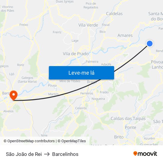 São João de Rei to Barcelinhos map