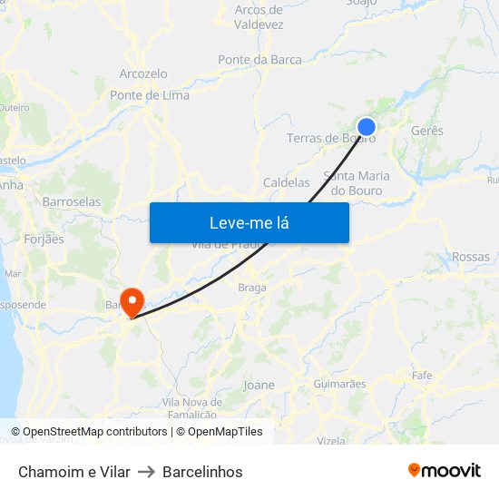 Chamoim e Vilar to Barcelinhos map