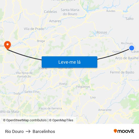 Rio Douro to Barcelinhos map