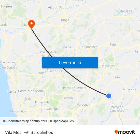Vila Meã to Barcelinhos map
