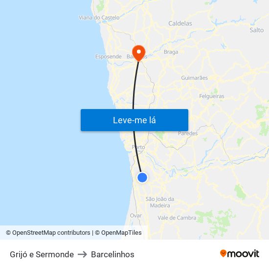 Grijó e Sermonde to Barcelinhos map