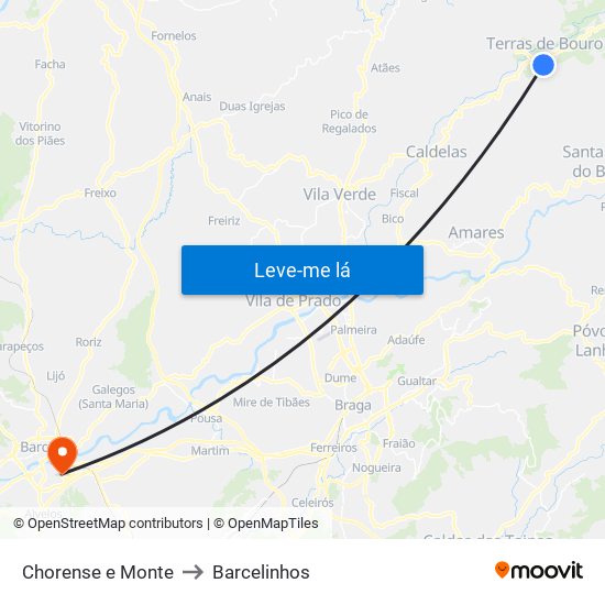 Chorense e Monte to Barcelinhos map