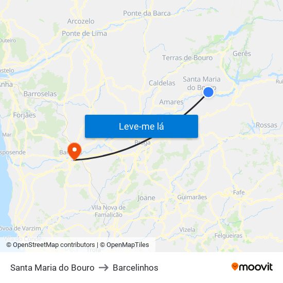 Santa Maria do Bouro to Barcelinhos map