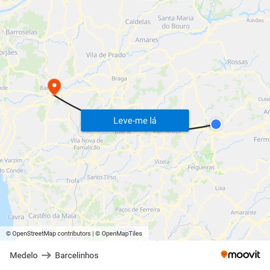 Medelo to Barcelinhos map