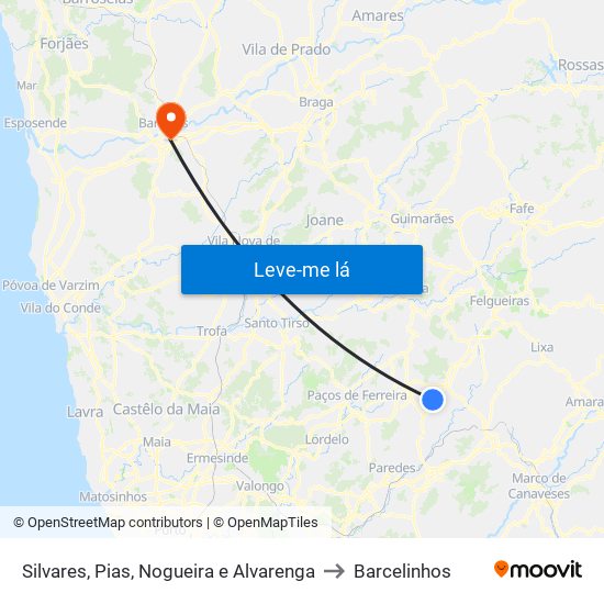 Silvares, Pias, Nogueira e Alvarenga to Barcelinhos map