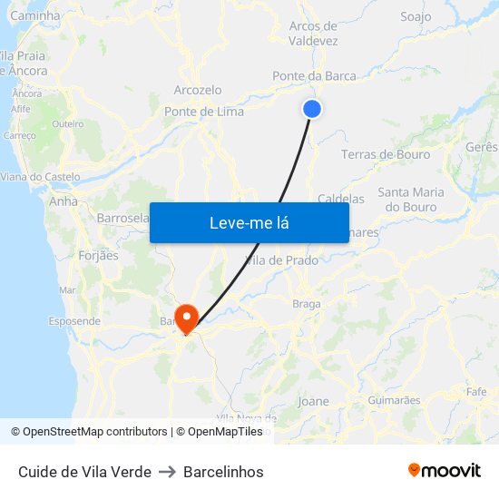 Cuide de Vila Verde to Barcelinhos map
