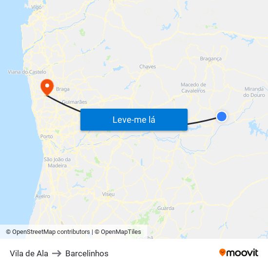 Vila de Ala to Barcelinhos map