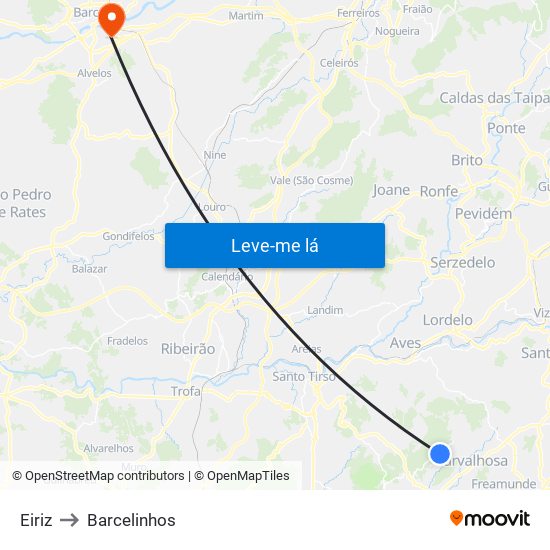 Eiriz to Barcelinhos map