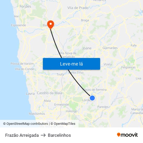 Frazão Arreigada to Barcelinhos map