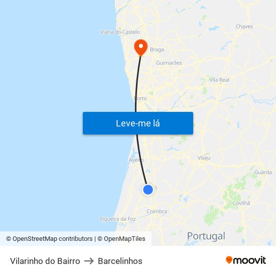Vilarinho do Bairro to Barcelinhos map