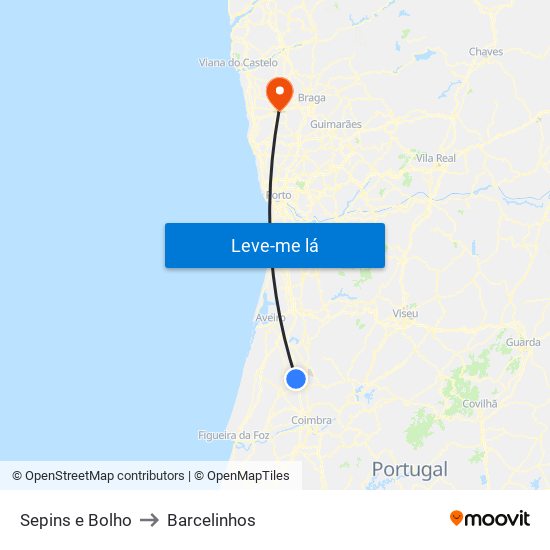 Sepins e Bolho to Barcelinhos map