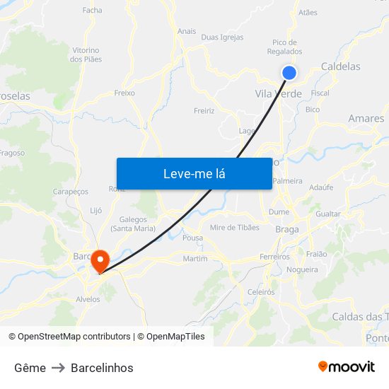 Gême to Barcelinhos map