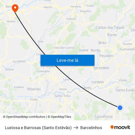 Lustosa e Barrosas (Santo Estêvão) to Barcelinhos map