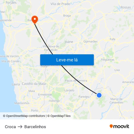 Croca to Barcelinhos map