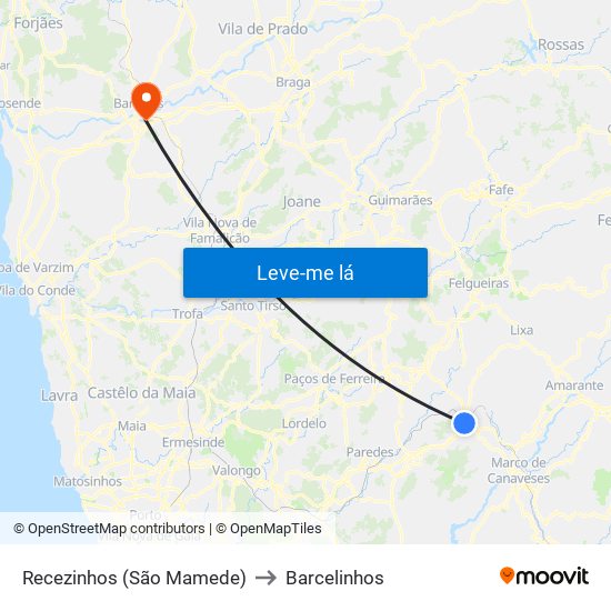 Recezinhos (São Mamede) to Barcelinhos map