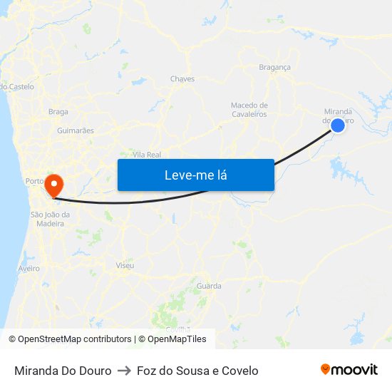 Miranda Do Douro to Foz do Sousa e Covelo map