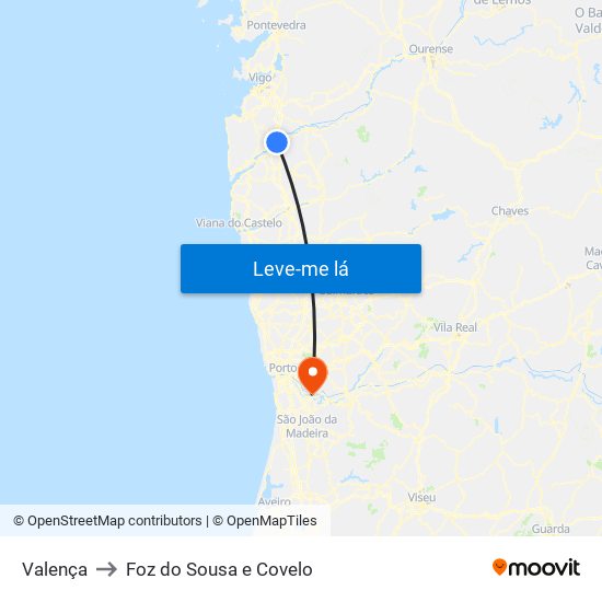 Valença to Foz do Sousa e Covelo map