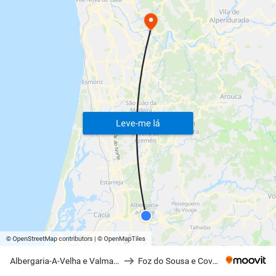 Albergaria-A-Velha e Valmaior to Foz do Sousa e Covelo map