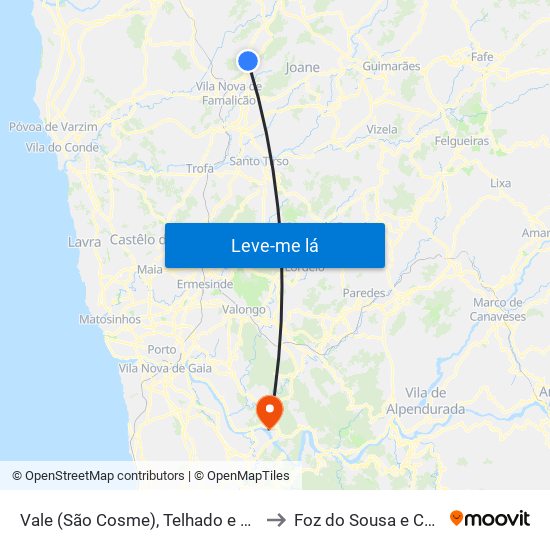 Vale (São Cosme), Telhado e Portela to Foz do Sousa e Covelo map