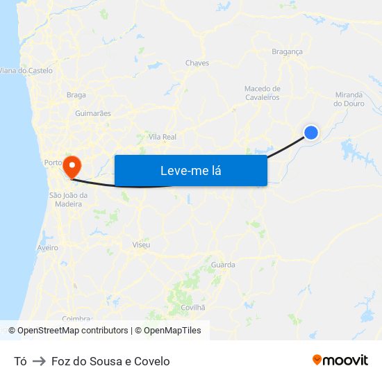 Tó to Foz do Sousa e Covelo map