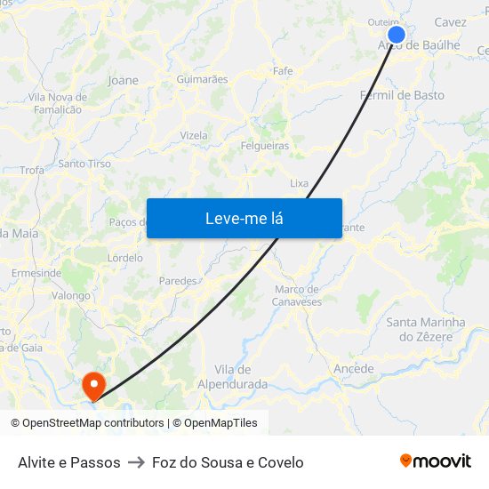 Alvite e Passos to Foz do Sousa e Covelo map