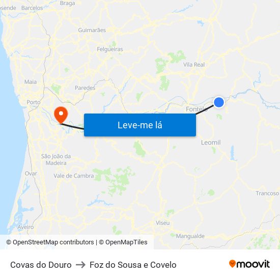 Covas do Douro to Foz do Sousa e Covelo map