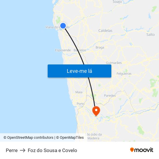 Perre to Foz do Sousa e Covelo map