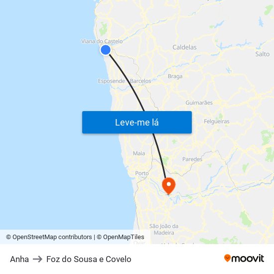 Anha to Foz do Sousa e Covelo map