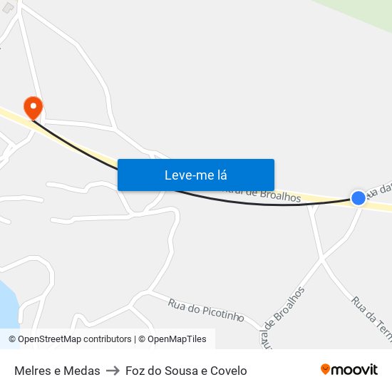 Melres e Medas to Foz do Sousa e Covelo map