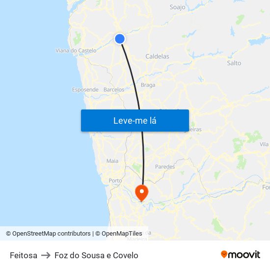 Feitosa to Foz do Sousa e Covelo map