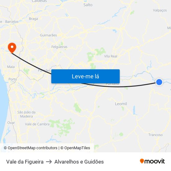 Vale da Figueira to Alvarelhos e Guidões map
