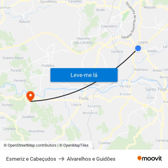 Esmeriz e Cabeçudos to Alvarelhos e Guidões map