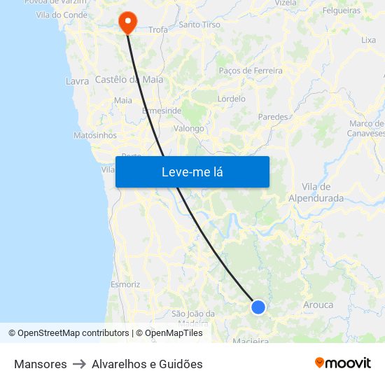 Mansores to Alvarelhos e Guidões map
