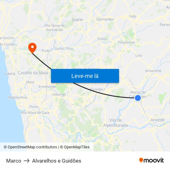 Marco to Alvarelhos e Guidões map