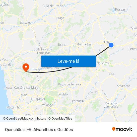 Quinchães to Alvarelhos e Guidões map