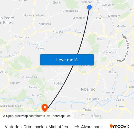 Viatodos, Grimancelos, Minhotães e Monte de Fralães to Alvarelhos e Guidões map