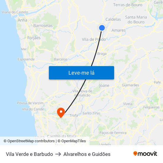 Vila Verde e Barbudo to Alvarelhos e Guidões map