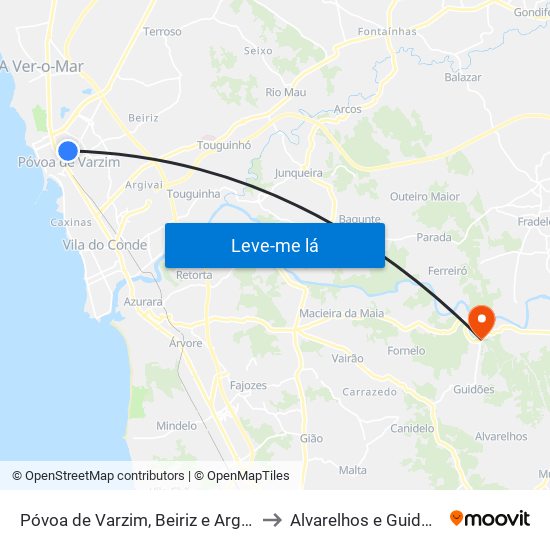 Póvoa de Varzim, Beiriz e Argivai to Alvarelhos e Guidões map