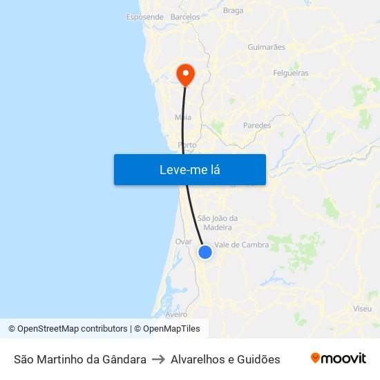 São Martinho da Gândara to Alvarelhos e Guidões map